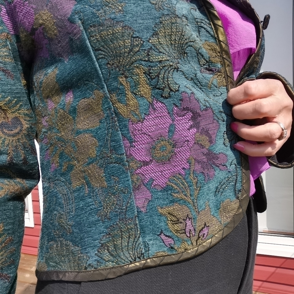 Mary Lynn O'Shea Handmade Artisan Tapestry Blazer - Sz L Open To Offers - Picture 3 of 13